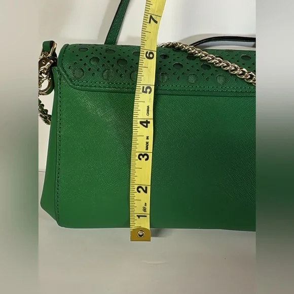 KATE SPADE NEWBURY LANE GOLD CHAIN CROSSBODY SATCHEL LEATHER BAG GREEN COLOR - Picture 11 of 12